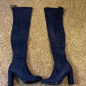 stuart weitzman navy blue thigh high boots